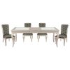 Modern Glam Silver Finish 5pc Dining Set Table with Extension Leaf and 4 Side Chairs Crystal Button-Tufted Traditional Style Dining Furniture