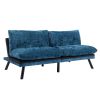Convertible Sofa Bed Loveseat Futon Bed Breathable Adjustable Lounge Couch with Metal Legs,Futon Sets for Compact Living Space Chenille-Blue