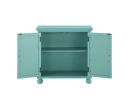 Classic Storage Cabinet 1pc Modern Traditional Accent Chest with Mirror Doors Antique Aqua Finish Pendant Pulls Wooden Furniture Living Room Bedroom