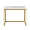 White Faux Marble Coffee Table Simple Modern 1pc Coffee Tables with 2pcs Table for Living Room and Office, White Gold