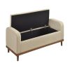 Mid-Century Modern Lift Top Storage Bench 1pc Light Brown Upholstered Tufted Solid Wood Walnut Finish Wooden Furniture