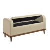 Mid-Century Modern Lift Top Storage Bench 1pc Light Brown Upholstered Tufted Solid Wood Walnut Finish Wooden Furniture
