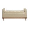 Mid-Century Modern Lift Top Storage Bench 1pc Light Brown Upholstered Tufted Solid Wood Walnut Finish Wooden Furniture