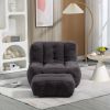 Fluffy bean bag chair, comfortable bean bag for adults and children, super soft lazy sofa chair with memory foam and ottoman, indoor modern focus bean