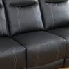 81 inch modern faux leather 3 seater sofa couch with 2 cup holders and two recliner chaise,recliner sofa with padded armrest for living room,dorm Blac