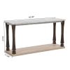 60 inch Long Rectangle Mid-Century Console Table for Entryway, Wood sofa Table with 2-Tier Storage Shelf, Grey Tabletop