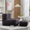 Fluffy bean bag chair, comfortable bean bag for adults and children, super soft lazy sofa chair with memory foam and ottoman, indoor modern focus bean